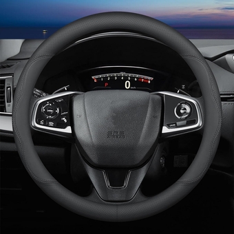 Car Steering Wheel Cover for Ford F150 F250 F350 Super Duty Expedition Toyota Tacoma Tundra 4Runner RAM 1500 2500 3500 Lexus GX Grand Caravan Range Rover Accessories Leather Black (15 ½''-16'')