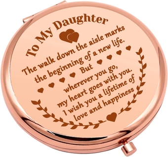 Daughter Gift from Mom Bride Gifts for Wedding Day Compact Makeup Mirror Bridal Shower Gift for Women Bride Gifts Folding Makeup Mirror Birthday Christmas Graduation Gifts