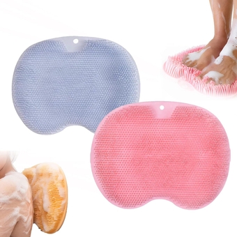 Shower Back Massager Scrubber, Shower Foot Massager Scrubber,Non Slip/Suction Cups Silicone Foot Brush Washer Cleaner Massage for Dead Skin Remover Improves Foot Circulation (Pink+Blue)