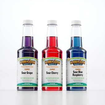 Syrup Pint 3-pack, Sour Cherry, Sour Grape, & Sour Blue Raspberry, For Slushies, Italian Soda, Seltzers, Popsicles, No Refrigeration Needed, Allergy-friendly