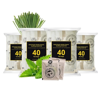 Organic Mystic Medley Tea - 160Tea Bags, Soothing Tea Blend of Peppermint Lemongrass Holy Basil(Tulsi) Tea, USDA Certified,Caffeine Free, NON-GMO.