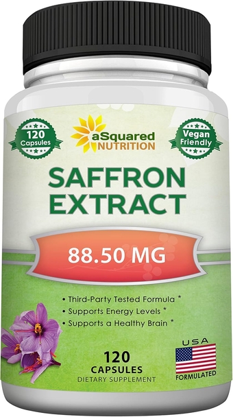 Saffron Supplements - 120 Capsules - Saffron Extract Supplement Pills - Pure Saffron Alternative to Powder, Tea, Threads & Gummies