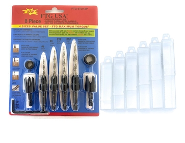 Wood Countersink Drill Bit Set Sizes 6 8 10 12 Countersink Tapered Drill Bits, 2 Wood Plug Cutter for Sizes 3/8" and 1/2", 2 Stop Collars, 1 Allen Wrench, and 6 Storarage Containers