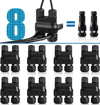 Low Voltage Wire Connector Fastlock2 Landscape Lighting Wire Connectors Waterproof Low Voltage Connector 12-18 Gauge Landscape Wire Connector for Landscape Light Pathway Lights, 8 Pack