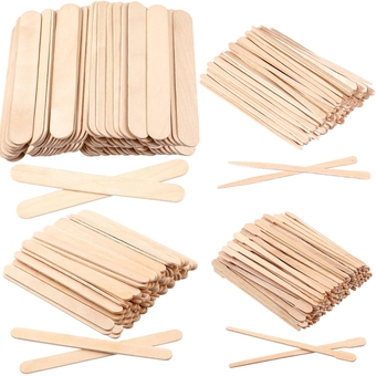 450PCS Wooden Wax Sticks,  Assorted Style Waxing Wooden Applicator Wax Spatulas Kit for Eyebrow Face for Hair Removal Body Legs Facial,Wood Craft Sticks Small Medium Large Size