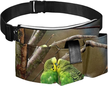 Two Budgerigars Pair Green Bird Tree Branch Tool Pouch Pockets Work Organizer Bag Tool Holder for Carpenter, Construction, Handyman and Electrician Tool Bag Set