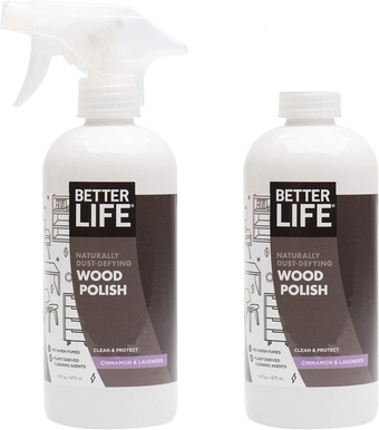 BETTER LIFE Wood Furniture Polish - Wood Cleaner & Dusting Spray for Tables, Banisters or Floor - Great Wood Seasoning for Old Wooden Cabinet, Antique Restorer - 16oz (2Pack) Cinnamon & Lavender