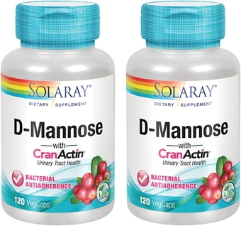 D-Mannose with CranActin Cranberry Extract 1000mg | for Normal, Healthy Urinary Tract Support | with Vitamin C | Non-GMO & Vegan | 120 Count | 2 pk
