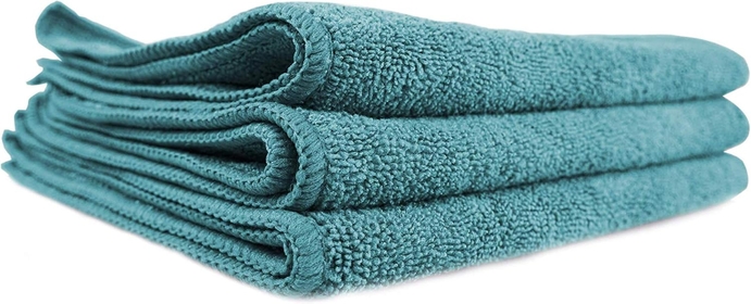 MICMGREEN03 Workhorse Professional Grade Microfiber Towel, Green, (Safe for Car Wash, Home Cleaning & Pet Drying Cloths) 16" x 16", Pack of 3