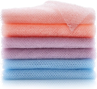 6 Pieces African Exfoliating Net, 31.5" Long Nylon African Net Cloth Sponge Authentic, African Exfoliating Washcloth Body Sponge Back Scrubbers for Use in Shower