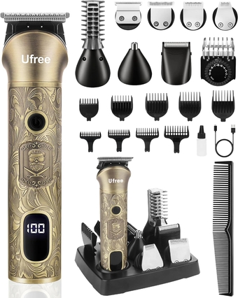 Beard Trimmer for Men, Cordless Hair Clipper, Shaving Kit for Mustache Body Nose Ear Hair Facial, Electric Razor for Men 7 in 1 Beard Grooming Kit Fathers Gifts for Dad