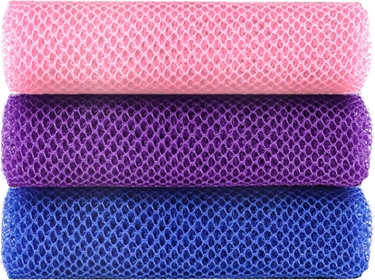 3 Pcs African Net Sponge, African Exfoliating Net, African Exfoliating Net Sponge, African Bath Sponge Net, African Net Cloth for Daily Shower Bathing Exfoliating(Blue,Pink,Purple)