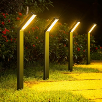 Solar Pathway Lights, 4 Pack Solar Outdoor Garden Light Waterproof Solar Powered with Warm White LED Lights, Landscape Path Lighting for Driveway, Patio, Yard, Backyard, Lawn