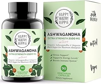 Organic Ashwagandha Capsules 2100mg – Stress Support Supplement - Extra Strength - 100% Herbal, Organic Ashwagandha Root P...