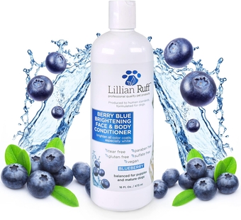 Berry Blue Brightening Face and Body Conditioner for Dogs & Cats - Tear Free Blueberry Conditioner - Remove Tear Stains, Hydrate Dry Skin, Add Shine & Luster to Coats - Made in USA (16oz)