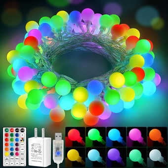 18 Colors Indoor String Lights with Remote, 16.5ft 50LED String Lights Bedroom USB Plug in, Color Changing Christmas Lights Hanging for Dorm Classroom Tapestry Party Garden Patio Wall Xmas Décor