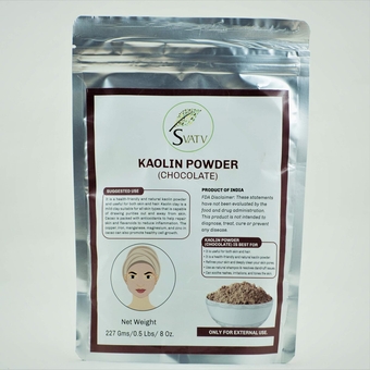 Kaolin Clay Chocolate Natural For Face Mask Herbal Skin Face Powder Makeup, Bath Bomb Clay, DYI Spa Mud Mask For Face & Hair & Soap Making For Men & Women 227g, Half Pound