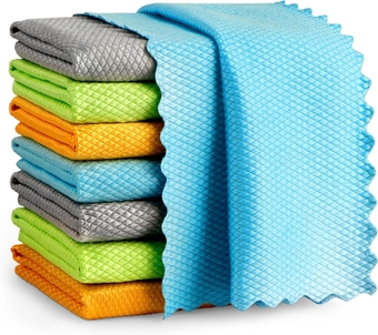 Microfiber Glass Cleaning Cloths-8PK, 16"x16" Premium Microfiber Glass and Window Cleaner, Lint Free Quickly Clean Windows, Glasses, Windshields, Mirrors, Stainless Steel