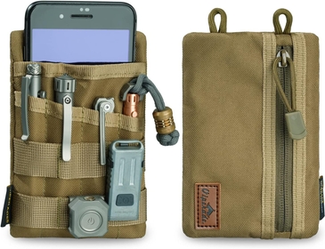 VE4 Tool Pouch, Nylon Pocket Organizer with 2 Pockets and 4 Small Tool Storage EDC Gears, Best Gift to Keep Organized, Hold Your Flashlight/Pocket Knife, Tactical Pen, Notebook