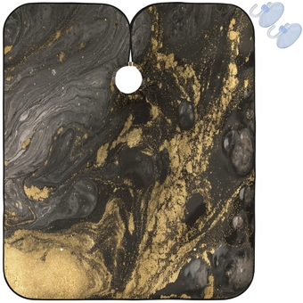 Barber Cape Gold Black Marbling Print Polyester Hair Cutting Salon Cape Apron Anti-Static Haircut Water-Resistant Shaving Cloth Beard Shaving Bib Hairdressing Cape