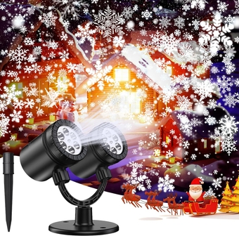 Christmas Projector Lights Outdoor,Snowflake Projector Lights with Double Head, LED Snowfall Show Projector, Waterproof Landscape Decoration Lamp for Halloween Xmas Party Holiday