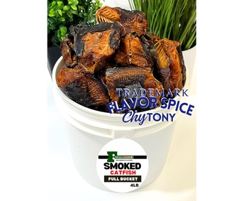 Smoked Catfish, Dried Fish (FULL BUCKET (45 PIECES) 4LB)