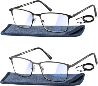 Readers For Men,Square Blue Light Blocking Reading Glasses, Mens Unbreakable Bluelight Blocker Eyeglasses