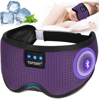 Bluetooth Sleep Eye Mask Wireless Headphones, Sleeping Eye Cover Travel Music Headsets with Microphone Handsfree, Sleep Headphones for Side Sleepers Men Women