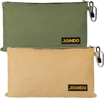 Durable Canvas Tool Bag, 2 Pack Heavy Duty Tool Pouches with Zipper and Handle, 12.7 x 8.2 inch Multipurpose Tool Organizer Bags with Carabiner