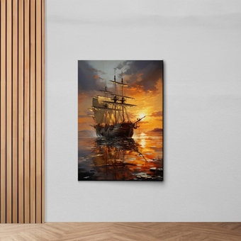 Modern Contemporary, home decor, Coastal Art, Fishing boat decal, Sailboat Oil Painting, natural canvas, canvas for beach lovers