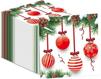 100pcs Christmas Guest Napkins 3 Ply Holiday Disposable Paper Pack Christmas balls Paper Luncheon Dinner Hand Napkins Christmas tree Theme Beverage Disposable Napkins for Xmas Party