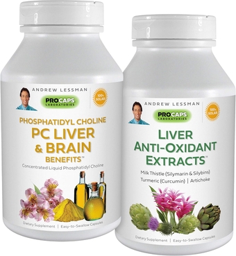 PC Liver & Brain Benefits + Liver Anti-Oxidant Extracts Kit: 90 Capsules(60sg+30cp) – Phosphatidyl Choline, Milk Thistle, Artichoke, Curcumin. Supports Healthy Liver & Brain Function