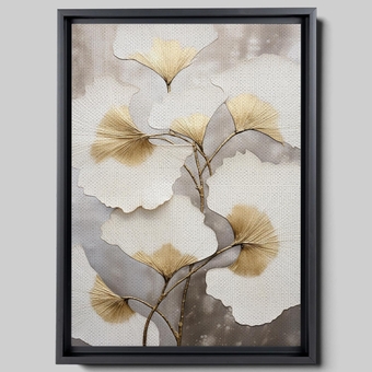 Original Ginkgo biloba Print On Canvas, Modern Textured Gold Wall Art, Abstract Gold Leaves Print, Living room Wall Decor, Home Decor, Arts