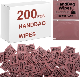 Leather Purse Cleaner Cleaning Wipes Leather Wipes Handbag Wipes Individually Wrapped Wipes for Leather Purse Wallets Furniture Apparel Shoes Remove Dirt Surface Stains, 6 x 7 Inch (200 Pcs)