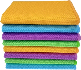 Nanoscale Cleaning Cloth,16"×12",Pack of 8,Fish Scale Microfiber Cleaning Cloth,Easy Clean for Windows Mirrors Glass Stainless Steel Polishing