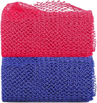 2 Pieces African Net Sponge, Long African Exfoliating Net, Net Bath Sponge Shower Body Scrubber Back Scrubber Skin Smoother, Stretches to Approximately 63" (Blue&Pink)