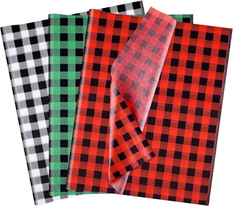 60 Sheets Christmas Tissue Paper 14 x 20inch Buffalo Styles Red Green White Black Plaid Gift Wrapping Tissue Paper for DIY Crafts Gift Bags Christmas New Year Party Supplies