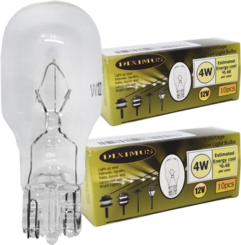Landscape Light Bulbs - 20 Pack - 12v Light Bulb - 4 Watt Low Voltage Light Bulbs - T5 Wedge Base Bulbs - Compatible with Malibu Lights - Patio Garden Light Bulbs