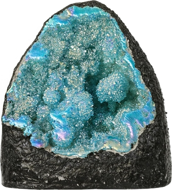 Irregular Titanium Coated Quartz Crystal Geode Cluster Natural Reiki Rock Crystal Mineral Specimen for Home Decor/Meditation, Blue