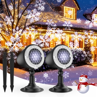 Christmas Projector Lights Outdoor, 2PCS Highlight Led Snowflake Lights Projector, Waterproof Outdoor Christmas Decorations Lighting for Indoor Xmas Holiday Party Wedding Garden Patio