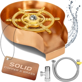 Solid Copper Glass Rinser for Kitchen Sink – Efficient, High-Pressure Cup Washer for Sink attachment – No Rust – 5 In. Wide Glass Cup Cleaner for Sink with all Glass Washer Install Parts by