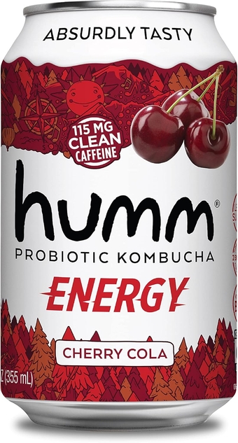 Cherry Cola Energy Probiotic Kombucha 2 Billion Probiotics, No Artificial Sweeteners, Organic & GMO-Free (6 Pack)