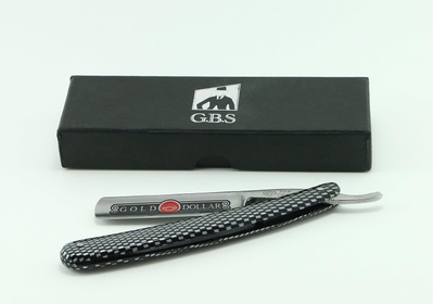 GBS Carbon Steel 5/8" Straight Razor with Imitation Carbon Fiber Checkered Pattern Scales