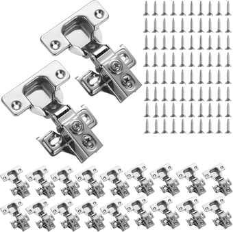 Cabinet Hinges 20 Pack (10 Pair),  Stainless Steel Overlay Soft Close Hinges for Kitchen Cabinets, 1/2 inch Self Closing Door Hinges with Mounting Screws, Damper-3 Way Adjustability