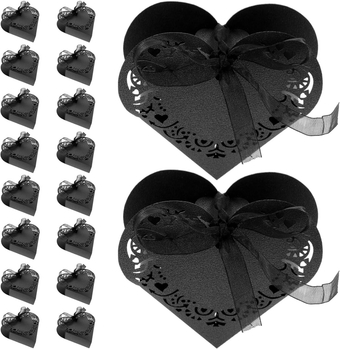 Bride Gifts 50Pcs Wedding Favor Boxes Heart Shape Candy Boxes Paper Gifts Wrapping Box Small Hollow Chocolate Box with Ribbons for Wedding Party Bridal Shower Wedding Favors
