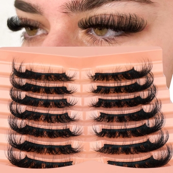 Mink Lashes Wispy False Eyelashes Fluffy D Curl Faux Mink Lashes 14mm Natural Look False Lashes Short Strips Lashes by