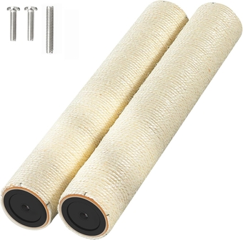 Cat Scratching Post Replacement Parts for Cat Tree, Sisal Rope Scratcher Post Refill, Cat Scratch Posts Refills Pole for Indoor Large Cats with Screws(2 Pieces 15.7" Tall)