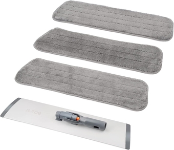 18'' Microfiber Flat Mop Head Kit for Floor Cleaning, Aluminum Mop Plate Frame, Dry Wet Hardwood Dust Mops Attachments for Wood, Vinyl, Laminate, Tile, Marble Floor - 3 Wet Pads