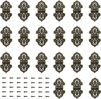 20PCS Zinc Alloy Antique Decorative Hinges Bronze Engraving Design Box Hinges Jewelry Box Hardware for Vintage Wooden Cases, Cabinets, Gift Boxes, Toolbox, Jewelry Boxes
