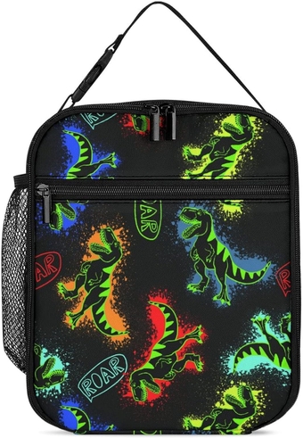 Colorful Dinosaurs Lunch Bag Insulated Lunch Tote Box Colorful Animals Reusable Picnic Lunch Boxes for Work Travel Picnic Hike Beach-Summer Lunch Box